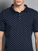 WROGN Navy Printed Polo T-shirt