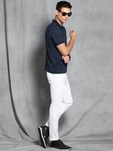 WROGN Navy Printed Polo T-shirt
